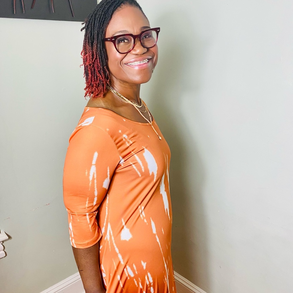 Orange and white dress